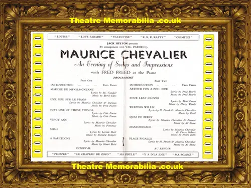 London Hippodrome Theatre - Maurice Chevalier - 1960s