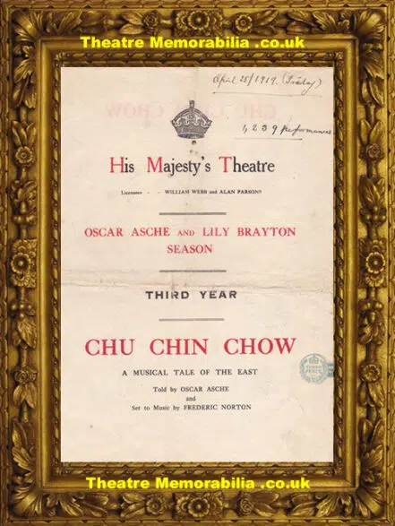 London His Majesty’s Theatre – Chu Chin Chow – 1919