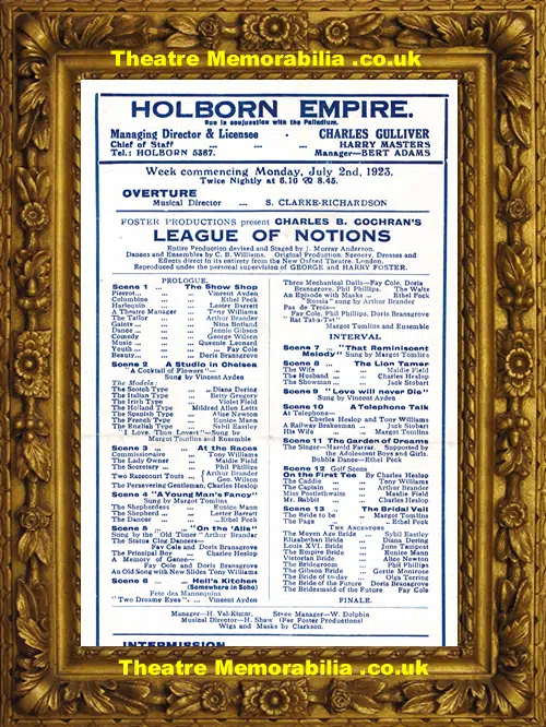 London Holborn Theatre - League Of Notions - 1923