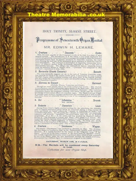 London Holy Trinity Sloane Street Organ Recital 1890’s