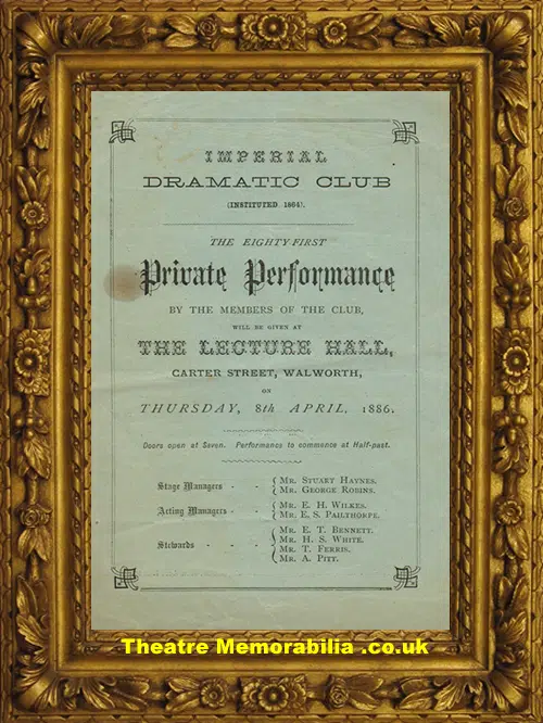 London Imperial Dramatic Club - Miriams Crime - 1886