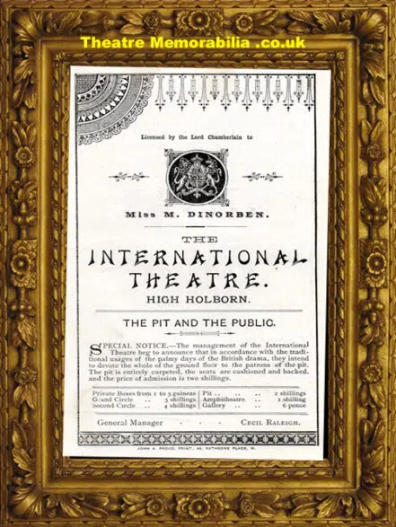 London International Theatre Holborn – Mizah Story Of Today 1883