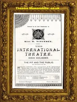 London International Theatre Holborn – Mizah Story Of Today 1883