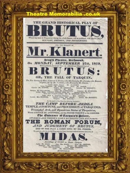 London Kings Theatre Richmond – Brutus – 1819