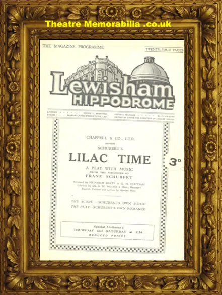 London Lewisham Theatre – Lilac Time – 1929