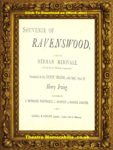 London Lyceum Theatre – Ravenswood – 1890