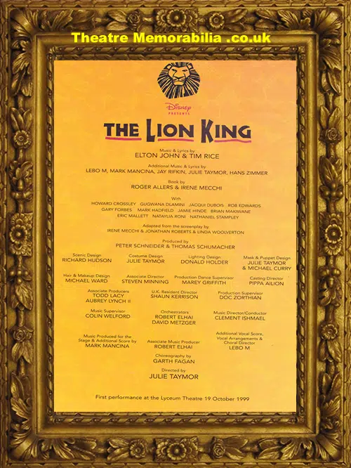 London Lyceum Theatre - The Lion King - 1999
