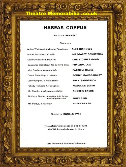 London Lyric Theatre - Habeas Corpus - 1973 - Alan Bennett