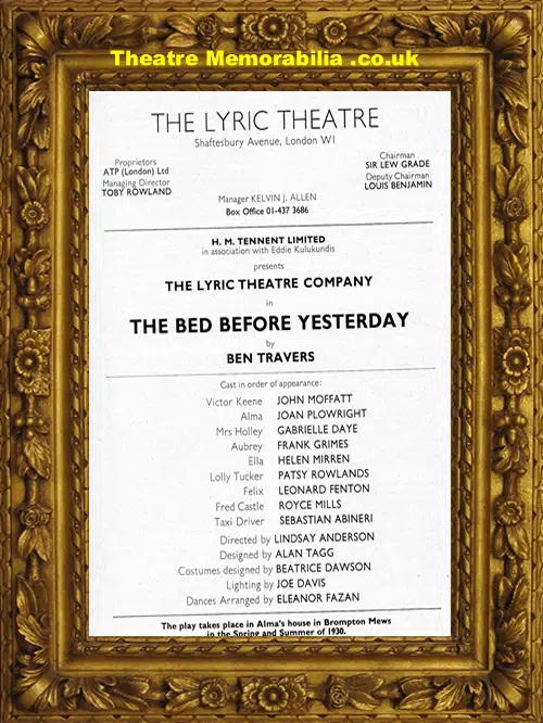 London Lyric Theatre - The Bed Before Yesterday - 1976 Mirren