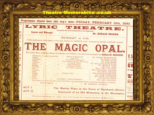London Lyric Theatre - The Magic Opal - 1893