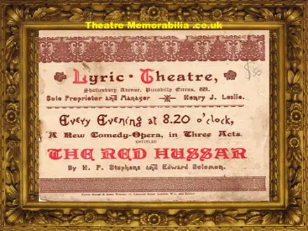 London Lyric Theatre – The Red Hussar – 1888