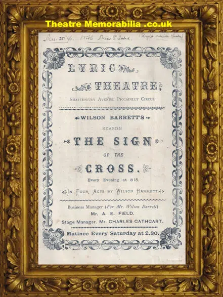 London Lyric Theatre – The Sign Of The Cross – 1896