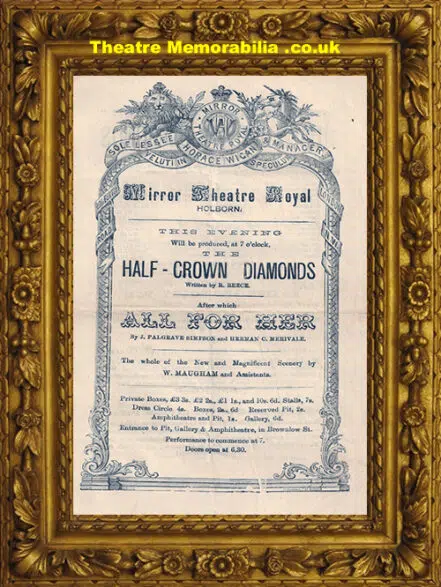 London Mirror Theatre Royal Holborn – Half Crown Diamonds 1878