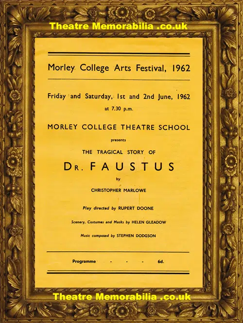 London Morley College Theatre - Dr Faustus - 1962