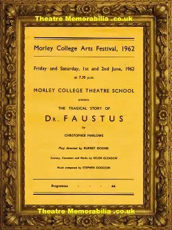 London Morley College Theatre – Dr Faustus – 1962