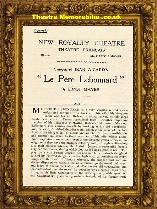 London New Royalty Theatre - Inauguration Souvenir - 1906