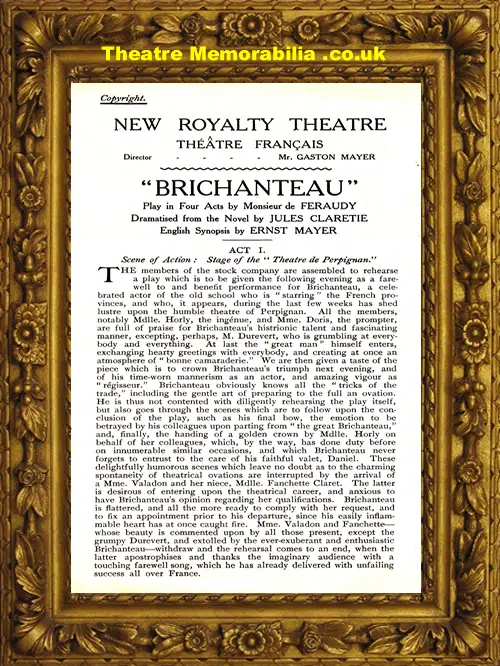 London New Royalty Theatre - Inauguration Souvenir - 1906