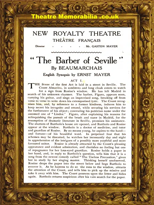 London New Royalty Theatre - Inauguration Souvenir - 1906