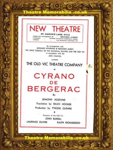 London New Theatre – Cyrano De Bergerac – 1946 Ralph Richardson