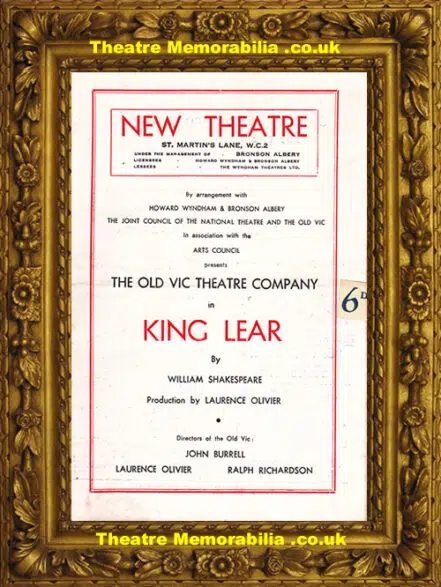 London New Theatre – King Lear – 1946 Laurence Olivier