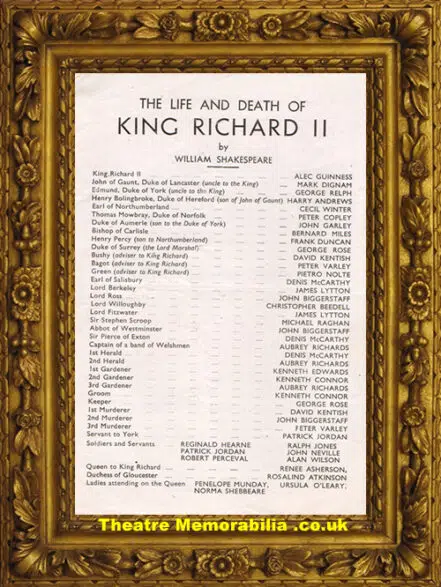 London New Theatre – King Richard 11 – 1948 Alec Guinness