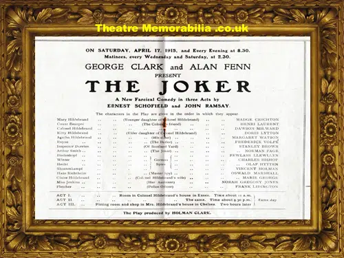 London New Theatre - The Joker - 1915