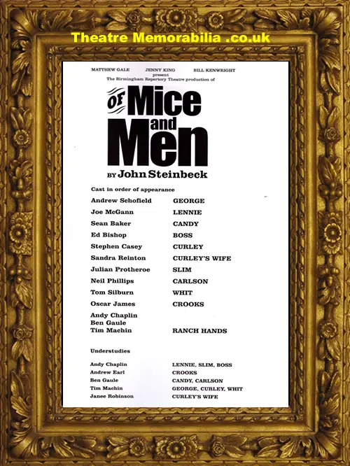 London Old Vic Theatre - Of Mice And Men - 2004 + Ticket