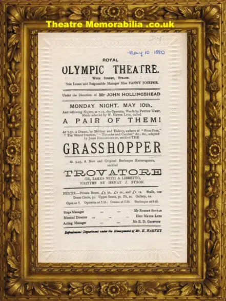 London Olympic Theatre – Grasshopper – 1880