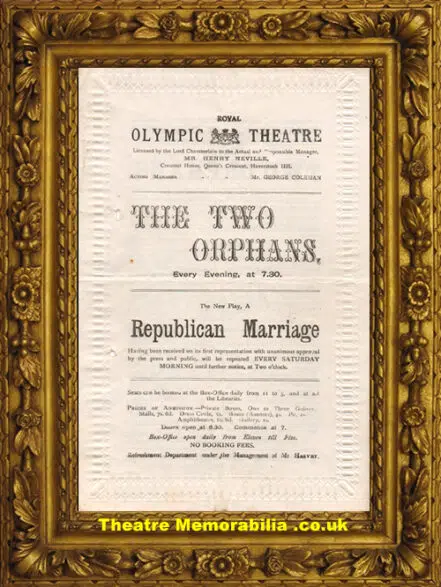 London Olympic Theatre – Two Orphans – 1878