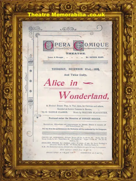 London Opera Comique – Alice In Wonderland – 1898