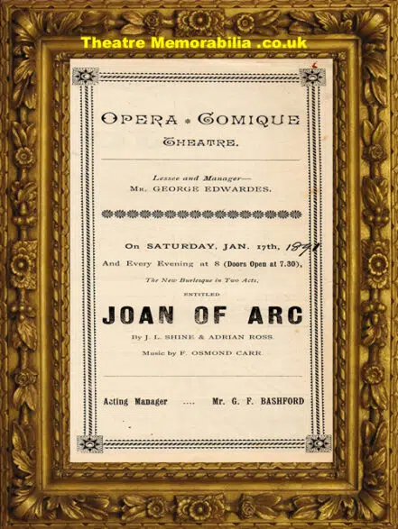 London Opera Comique – Joan Of Arc – 1891