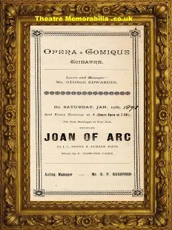 London Opera Comique – Joan Of Arc – 1891