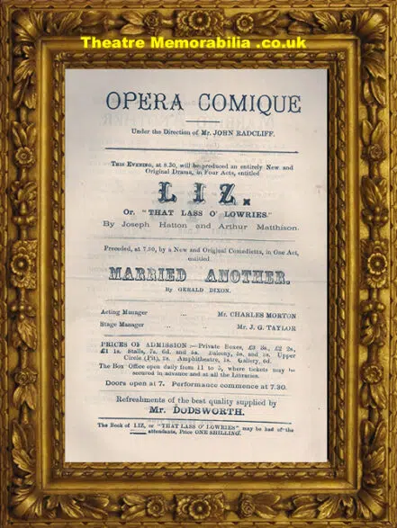 London Opera Comique – Married Another – C 1885