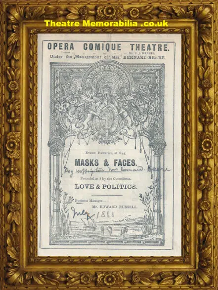 London Opera Comique – Masks And Faces – 1888