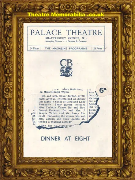 London Palace Theatre – Dinner At Eight – 1933