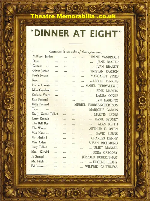 London Palace Theatre - Dinner At Eight - 1933