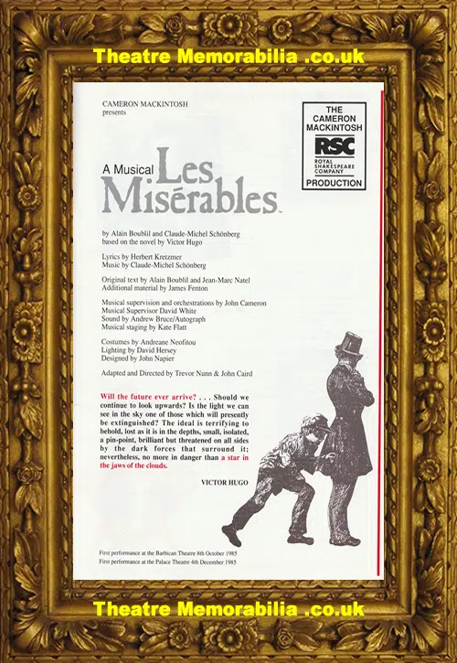 London Palace Theatre - Les Miserables - 1985 - Stig Rossen