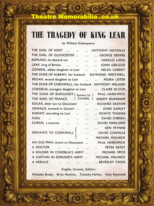 London Palace Theatre - Tragedy Of King Lear - 1960s