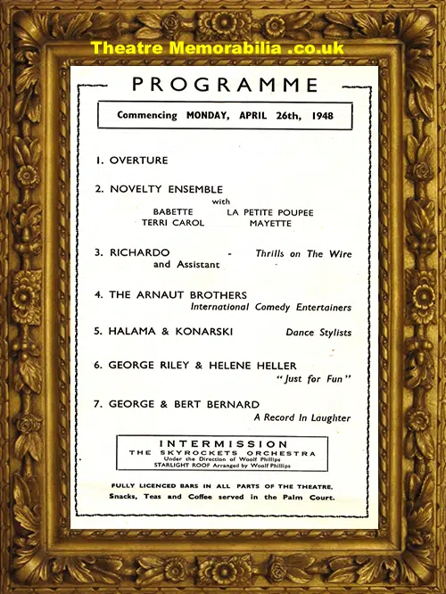 London Palladium Theatre Show - 1948 - Carmen Miranda