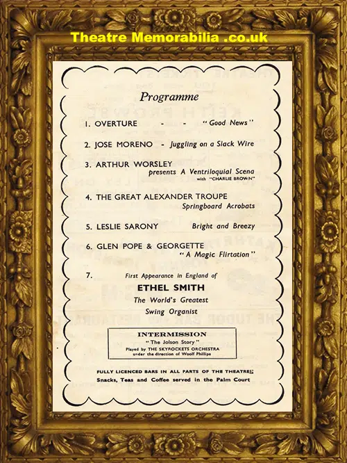 London Palladium Theatre Show - 1949 - Ethel Smith Hammond Organ