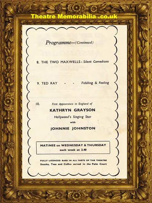 London Palladium Theatre Show - 1949 - Ethel Smith Hammond Organ