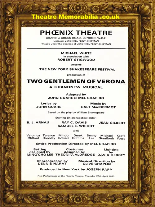 London Phoenix Theatre - Two Gentlemen Of Verona - 1973