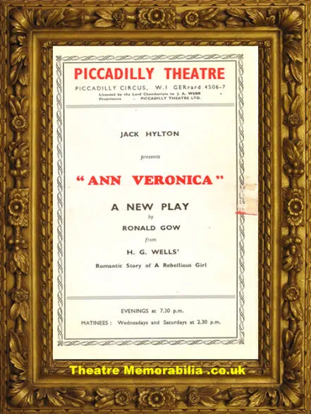 London Piccadilly Theatre – Ann Veronica – 1950s Liz Thorndike