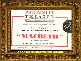 London Piccadilly Theatre – Macbeth – 1942 – Sir John Gielgud