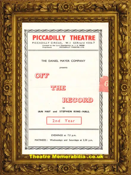 London Piccadilly Theatre – Off The Record – 1950s Bill Gates