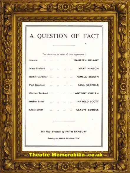 London Piccadilly Theatre – Question Of Fact – 1953