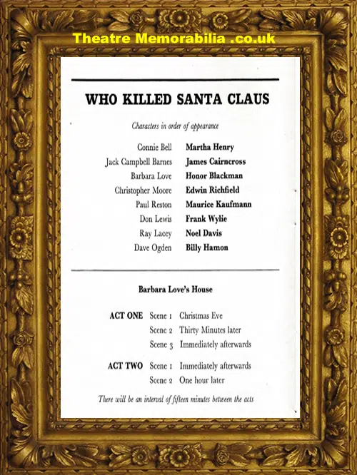 London Piccadilly Theatre - Who Killed Santa Claus - 1970 Honor