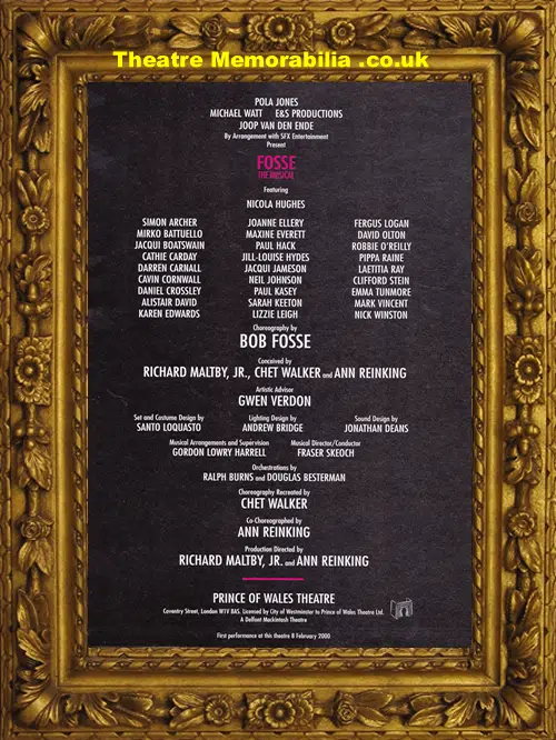 London Prince Of Wales Theatre - Fosse The Musical - 2000