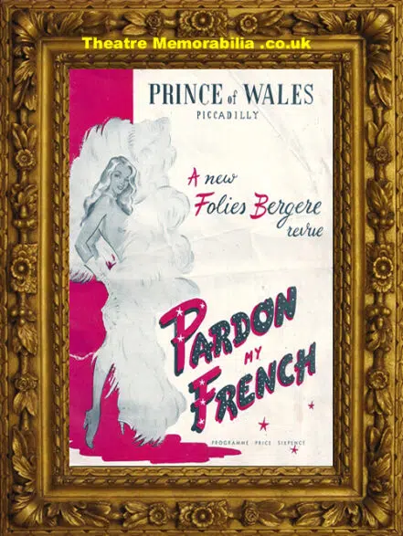 London Prince Of Wales Theatre – Pardon My French – 1954