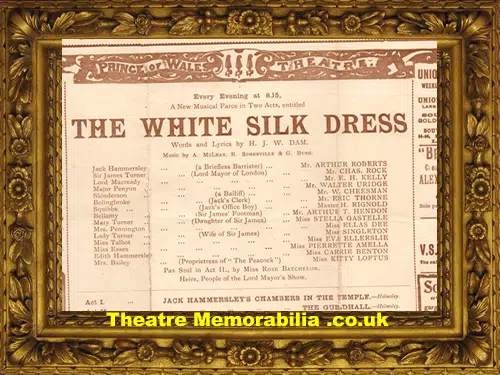 London Prince Of Wales Theatre - White Silk Dress - 1897